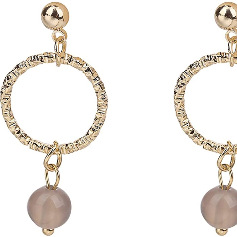 Ring Bead Drop Dangle Earrings